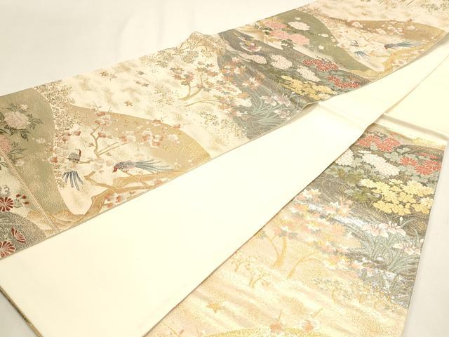 平和屋本店▼六通柄袋帯　唐織　九百錦　宴舞花鳥文　本金貮重箔　正絹　逸品DABJ6399sf