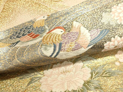平和屋本店▼六通柄袋帯　唐織　九百錦　宴舞花鳥文　本金貮重箔　正絹　逸品DABJ6399sf