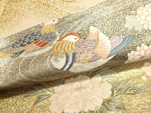 平和屋本店▼六通柄袋帯　唐織　九百錦　宴舞花鳥文　本金貮重箔　正絹　逸品DABJ6399sf