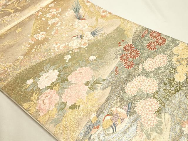 平和屋本店▼六通柄袋帯　唐織　九百錦　宴舞花鳥文　本金貮重箔　正絹　逸品DABJ6399sf
