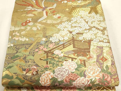 平和屋本店▼両方向両面　全通柄袋帯　唐織　千年の息吹　本金箔　正絹　逸品　DABJ6414sf