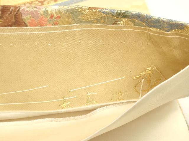 平和屋本店▼六通柄袋帯　四季花鳥図屏風　本金箔　正絹　逸品　DABJ6397sf
