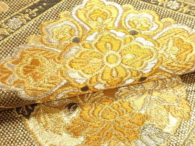 平和屋本店▼六通柄袋帯　花蝶文　本金箔　正絹　逸品　DABJ6403sf