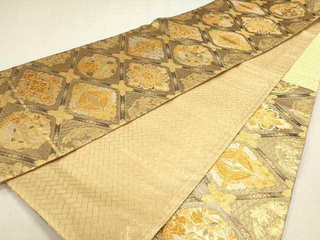 平和屋本店▼六通柄袋帯　花蝶文　本金箔　正絹　逸品　DABJ6403sf