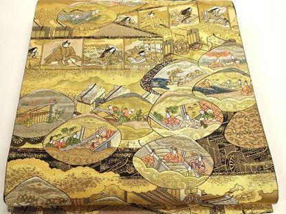 平和屋本店▼六通柄袋帯　御帳錦　竹の御所　曇華院　壱仟貮百織　本金箔　正絹　逸品　DABJ6387sf