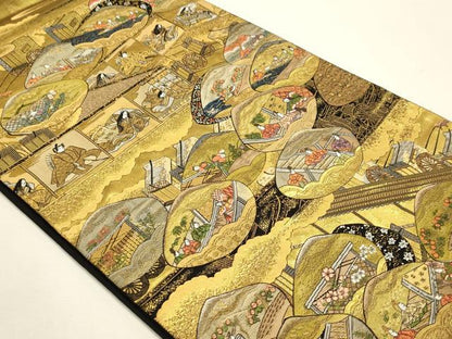 平和屋本店▼六通柄袋帯　御帳錦　竹の御所　曇華院　壱仟貮百織　本金箔　正絹　逸品　DABJ6387sf