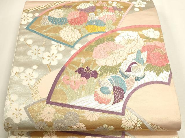 平和屋本店▼六通柄袋帯　唐織　小袖地紙花文　本金箔　正絹　逸品　DABJ6386sf
