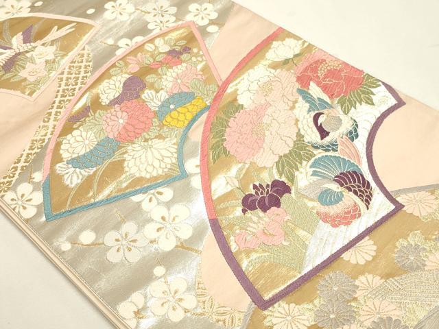 平和屋本店▼六通柄袋帯　唐織　小袖地紙花文　本金箔　正絹　逸品　DABJ6386sf