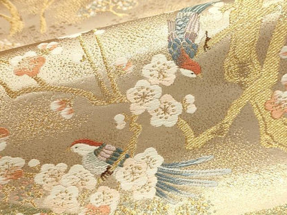 平和屋本店▼六通柄袋帯　唐織　九百錦　宴舞花鳥文　本金貮重箔　正絹　逸品DABJ6399sf