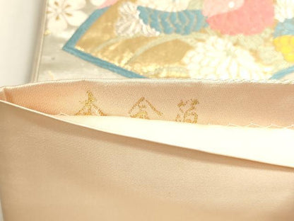 平和屋本店▼六通柄袋帯　唐織　小袖地紙花文　本金箔　正絹　逸品　DABJ6386sf