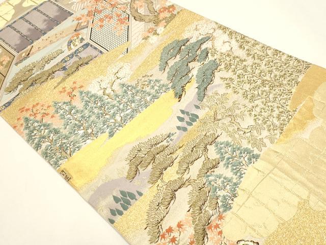 平和屋本店▼全通全景柄袋帯　源氏物語　純金箔　正絹　逸品　DABJ6408sf