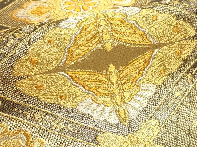 平和屋本店▼六通柄袋帯　花蝶文　本金箔　正絹　逸品　DABJ6403sf