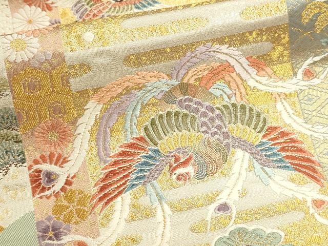 平和屋本店▼六通柄袋帯　唐織　献上慶長文　本金箔　正絹　逸品　DABJ6412sf