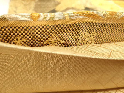 平和屋本店▼六通柄袋帯　花蝶文　本金箔　正絹　逸品　DABJ6403sf