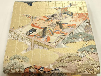 平和屋本店▼全通全景柄袋帯　源氏物語　純金箔　正絹　逸品　DABJ6408sf