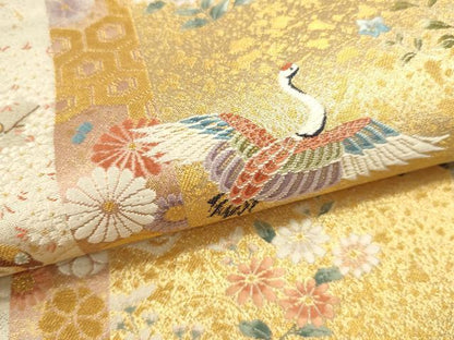 平和屋本店▼六通柄袋帯　唐織　献上慶長文　本金箔　正絹　逸品　DABJ6412sf