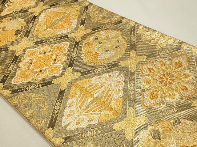 平和屋本店▼六通柄袋帯　花蝶文　本金箔　正絹　逸品　DABJ6403sf
