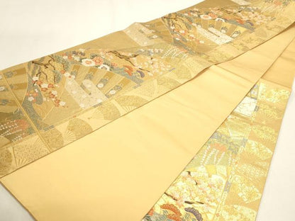 平和屋本店▼六通柄袋帯　唐織　花宴御車文　純金二重箔　正絹　逸品　DABJ6390sf