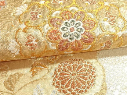 平和屋本店▼六通柄袋帯　正倉院花文　純金二重箔　正絹　逸品　DABJ6431sf