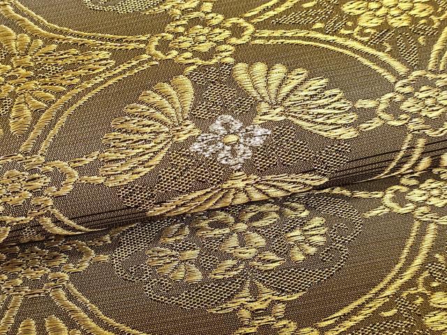 平和屋本店▼西陣　創喜庵謹製　両面　全通柄　本袋帯　小石丸　花菱文　本金　証紙付き　正絹　逸品　DABJ6429sf