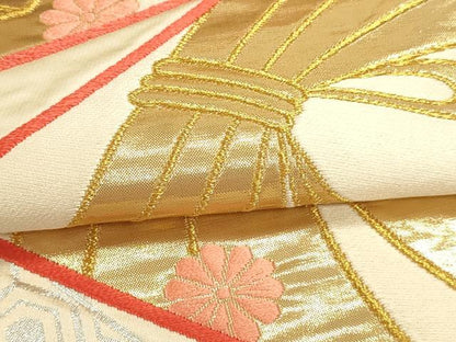 平和屋本店▼六通柄袋帯　唐織　束ね熨斗花文　本金箔24Ｋ　正絹　逸品　DABJ6421sf