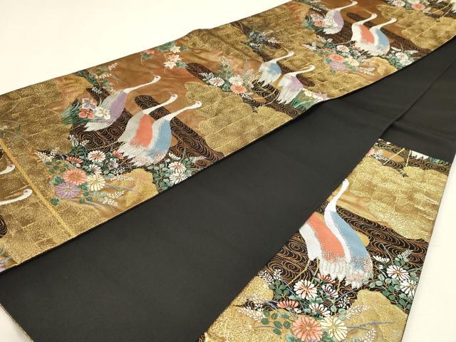 平和屋本店▼六通柄袋帯　唐織　瑞鳥祝賀文　本金手引箔　正絹　逸品　DABJ6418sf