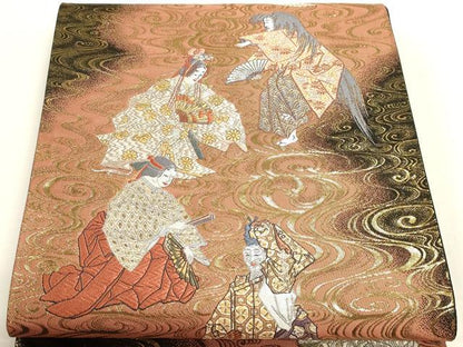 平和屋本店▼六通柄袋帯　唐織　舞姿　本金箔　正絹　逸品　DABJ6427sf