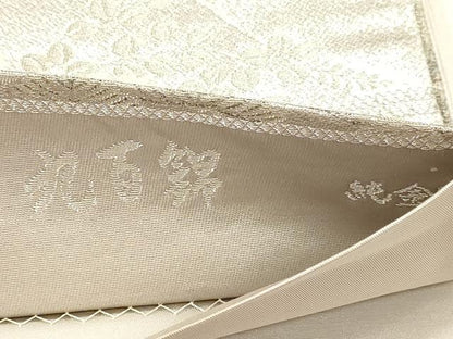 平和屋本店▼六通柄袋帯　九百錦　草花文　純金箔　正絹　逸品　DABJ6433sf