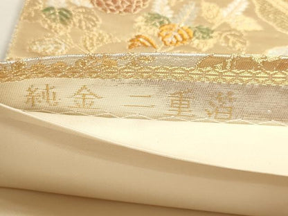 平和屋本店▼六通柄袋帯　正倉院花文　純金二重箔　正絹　逸品　DABJ6431sf