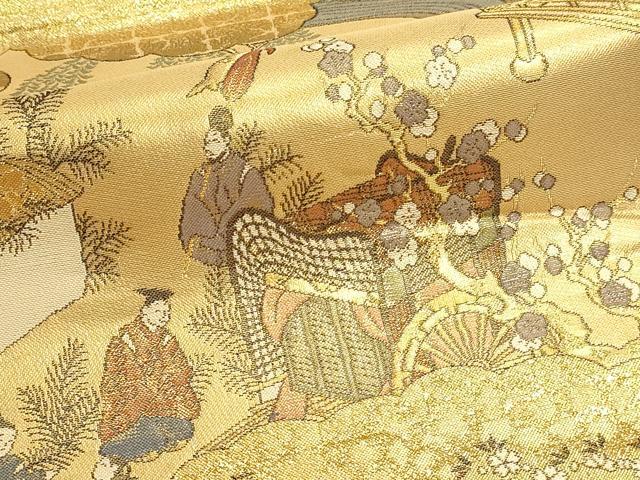 平和屋本店▼西陣　丸帯　源氏物語絵巻　本金箔　証紙付き　正絹　逸品　DABJ6415sf