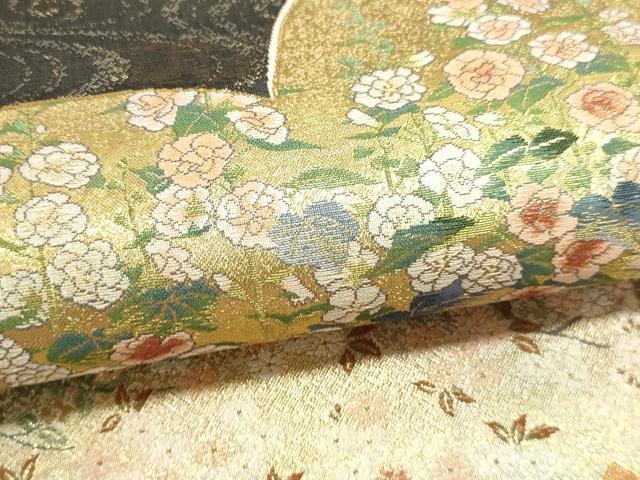 平和屋本店▼西陣あさぎ　丸帯　日本絵画全集　プラチナ本金箔　壱仟八百口織　さが美扱い　正絹　逸品　DABJ6416sf