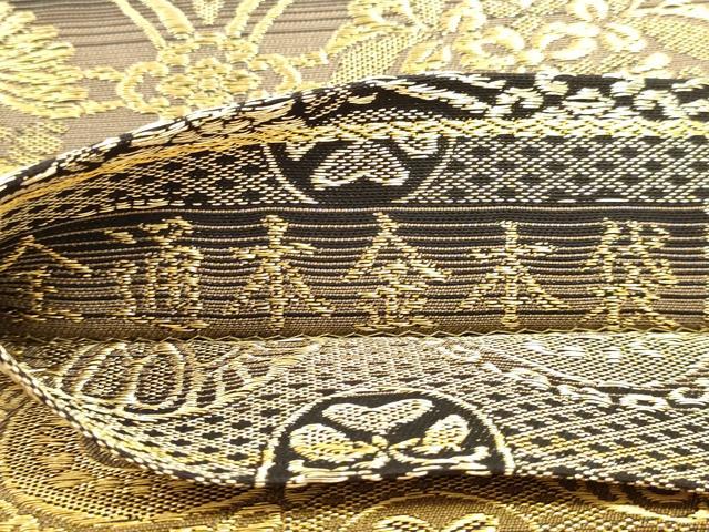 平和屋本店▼西陣　創喜庵謹製　両面　全通柄　本袋帯　小石丸　花菱文　本金　証紙付き　正絹　逸品　DABJ6429sf