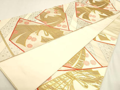 平和屋本店▼六通柄袋帯　唐織　束ね熨斗花文　本金箔24Ｋ　正絹　逸品　DABJ6421sf