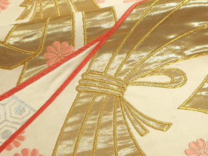 平和屋本店▼六通柄袋帯　唐織　束ね熨斗花文　本金箔24Ｋ　正絹　逸品　DABJ6421sf