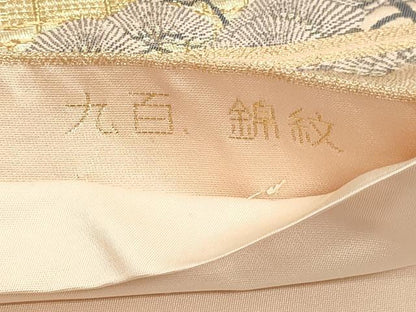 平和屋本店▼六通柄袋帯　九百錦紋　風景花鳥文　純金箔　正絹　逸品　DABJ6435sf