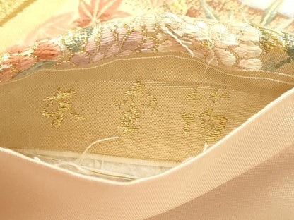 平和屋本店▼六通柄袋帯　唐織　花鳥文　本金箔　正絹　逸品　DABJ6436sf