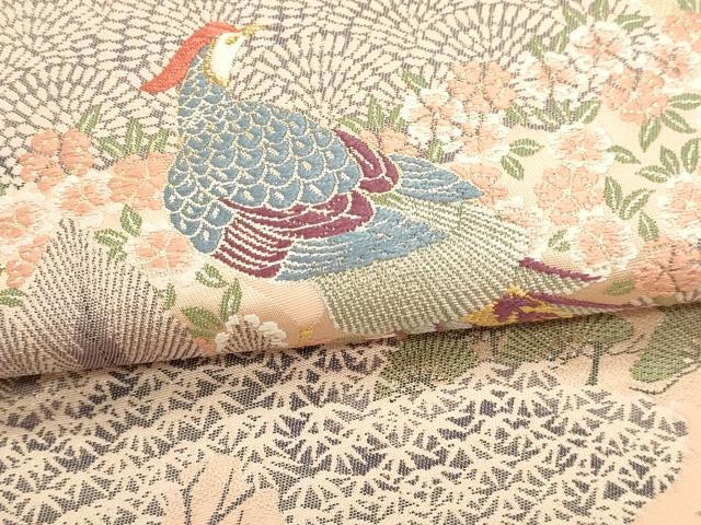 平和屋本店▼六通柄袋帯　九百錦紋　風景花鳥文　純金箔　正絹　逸品　DABJ6435sf