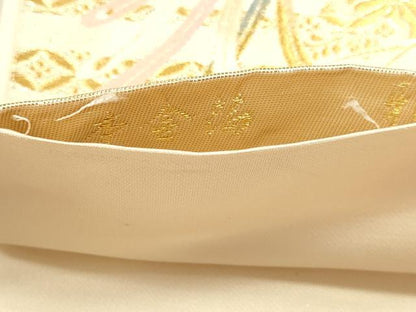 平和屋本店▼六通柄袋帯　唐織　稚扇障壁文　本金箔　正絹　逸品　DABJ6417sf