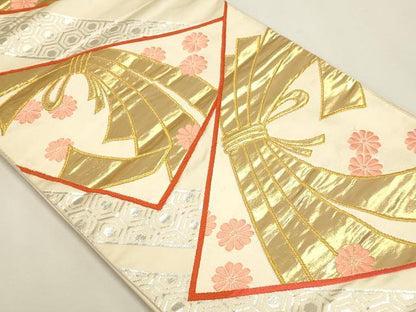平和屋本店▼六通柄袋帯　唐織　束ね熨斗花文　本金箔24Ｋ　正絹　逸品　DABJ6421sf