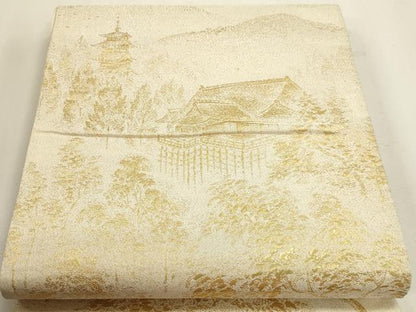 平和屋本店▼六通柄袋帯　明綴　清水　純金箔　正絹　逸品　DABJ6444sf