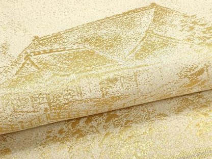 平和屋本店▼六通柄袋帯　明綴　清水　純金箔　正絹　逸品　DABJ6444sf