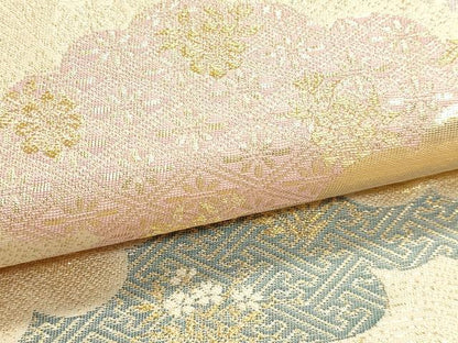 平和屋本店▼六通柄袋帯　雲取双鉾文　本金箔　正絹　逸品　DABJ6446sf