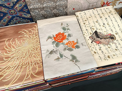 平和屋着物■名古屋帯 まとめて100点 折鶴 鳥 鹿 人物 更紗 薔薇 乱菊 花柄 手描き 刺繍 金彩 金銀糸 など 未使用品あり 全て正絹 mmm1503