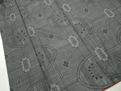 平和屋着物■本場大島紬　9マルキ　格子花文　正絹　逸品　DABK3314qa
