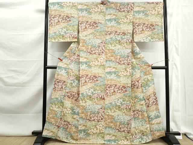 平和屋着物■上質な小紋　草花文　さが美扱い　正絹　逸品　DABK3295qa
