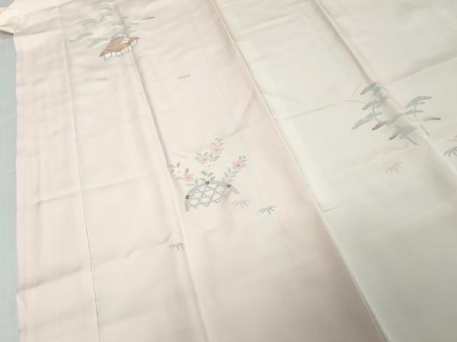 平和屋着物●長襦袢　袷　風景草花文　さが美扱い　正絹　逸品　DABK0118ud
