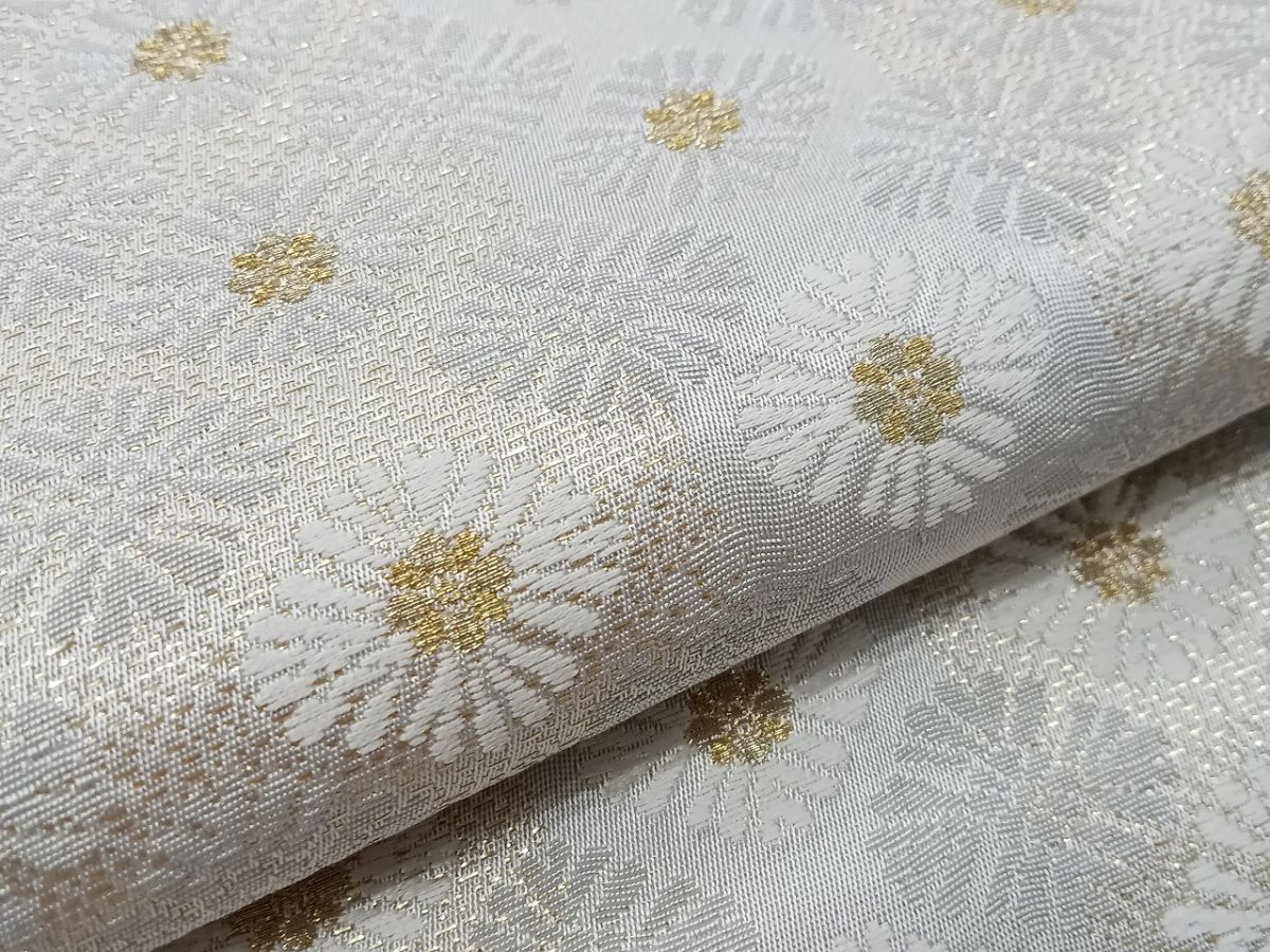 平和屋着物●六通柄袋帯　唐織　花尽くし　金糸　正絹　逸品　AABK6803pf