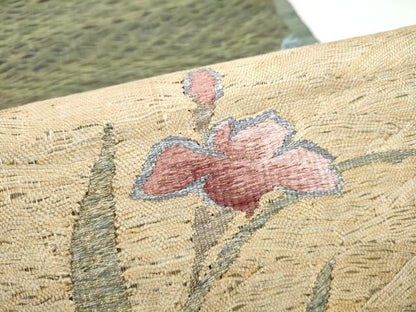 平和屋着物▽太鼓柄袋帯　スリーシーズン　春夏秋　すくい織　草花文　金糸　正絹　逸品　CABM6212hy