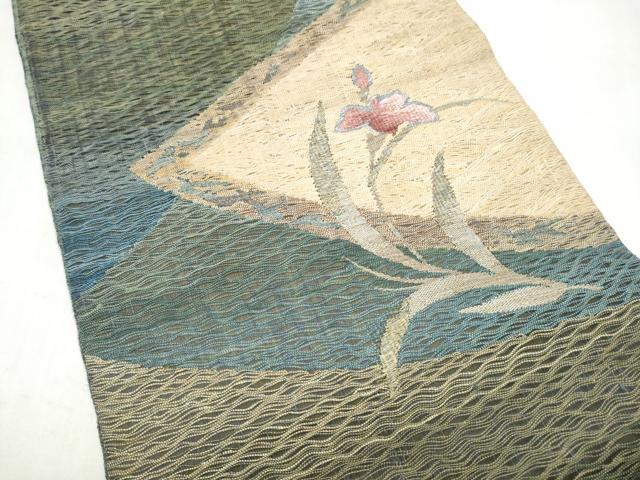平和屋着物▽太鼓柄袋帯　スリーシーズン　春夏秋　すくい織　草花文　金糸　正絹　逸品　CABM6212hy