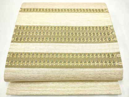 平和屋着物●太鼓柄袋帯　もじり織　横段文　金糸　正絹　逸品　CABM6241hy